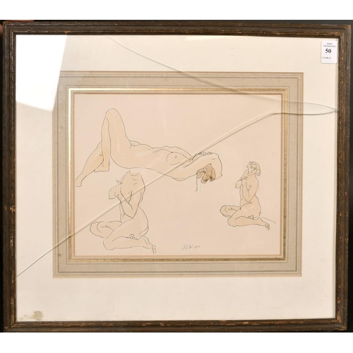 50 - F. D. W. circa 1912, A print of a female nude in three positions, 9