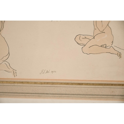 50 - F. D. W. circa 1912, A print of a female nude in three positions, 9