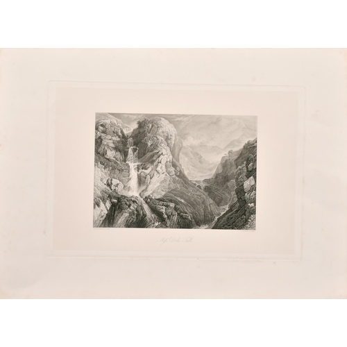 57 - 50125 40. Three 19th century engravings after Turner with mountainous river landscapes including 'Mo... 
