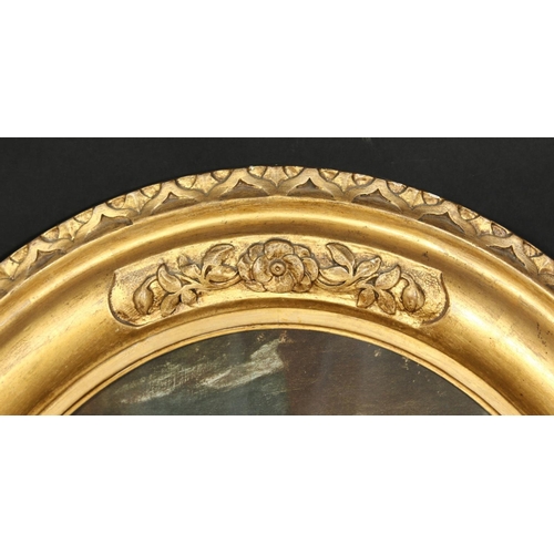 1004 - A carved wood oval frame, rebate size 24.5  x 19 , 32cm x 48cm.