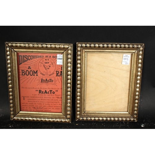 1005 - A pair of early silvered frames, rebate size each 8  x 6 , 20.5cm x 15.5cm, (2).
