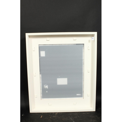 1046 - A white painted box frame with museum glass, previous painting approximately 24  x 30 , 61cm x 36cm.