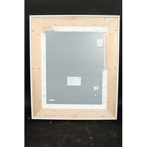 1046 - A white painted box frame with museum glass, previous painting approximately 24  x 30 , 61cm x 36cm.