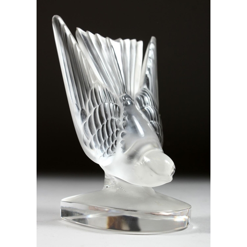 1057 - A LALIQUE SWALLOW BOOK END Etched Lalique, France, 6.5ins high.