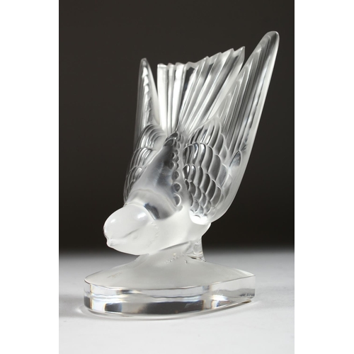 1057 - A LALIQUE SWALLOW BOOK END Etched Lalique, France, 6.5ins high.