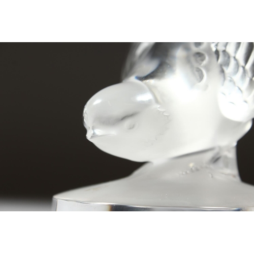 1057 - A LALIQUE SWALLOW BOOK END Etched Lalique, France, 6.5ins high.