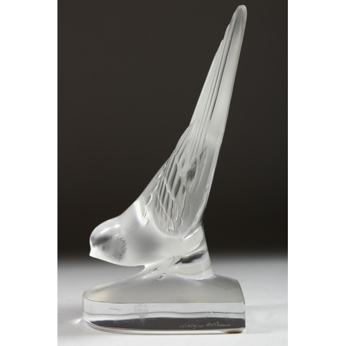 1057 - A LALIQUE SWALLOW BOOK END Etched Lalique, France, 6.5ins high.