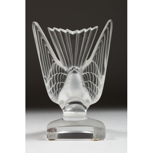 1057 - A LALIQUE SWALLOW BOOK END Etched Lalique, France, 6.5ins high.