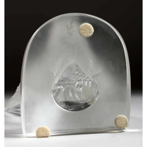 1057 - A LALIQUE SWALLOW BOOK END Etched Lalique, France, 6.5ins high.