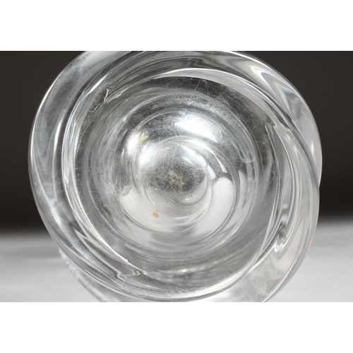 1059 - A GOOD HEAVY LAMBERT SWIRLING GLASS VASE. Signed, 9ins high.