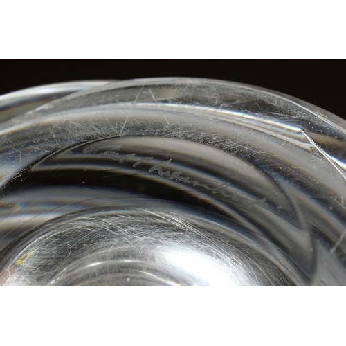 1059 - A GOOD HEAVY LAMBERT SWIRLING GLASS VASE. Signed, 9ins high.