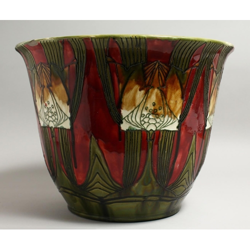 1122 - A GOOD MINTON SESSIONIST POTTERY JARDINIERE, pattern no. 72., with printed Minton Ltd mark. 12ins hi... 