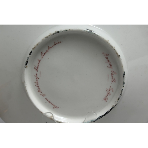 1164 - A FLIGHT BARR AND BARR GADROONED BORDERED TEA CUP AND SAUCER painted with named landscapes, Kenelwor... 