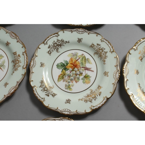 1195 - A GOOD SET OF TWELVE MINTON BOTANICAL PLATES  painted by J. Cole and others.