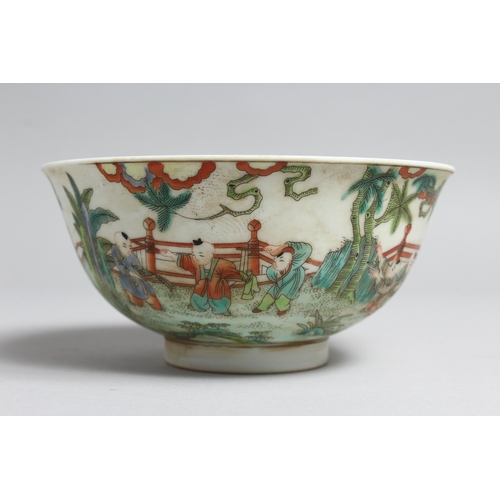 1230 - A CHINESE FAMILLE VERTE PORCELAIN BOWL 6.25ins diameter.