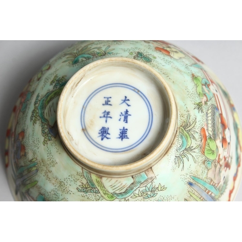 1230 - A CHINESE FAMILLE VERTE PORCELAIN BOWL 6.25ins diameter.