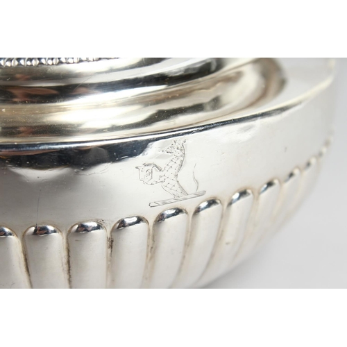 2040 - A GEORGE III SILVER TEA POT by William Burwash London 1818, weighs 24ozs.