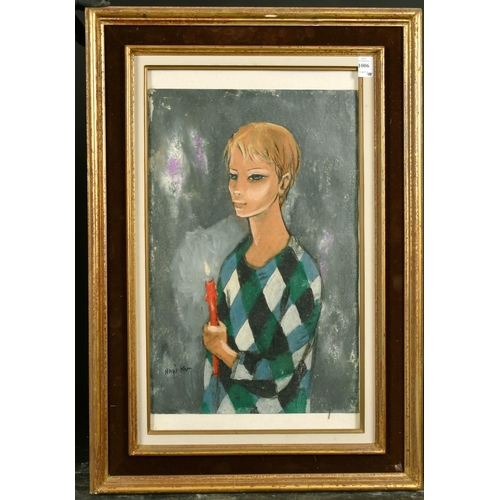 1006 - Nadi Ker, 20th Century French School, a study of a female figure holding a candle, oil on carton, 19... 