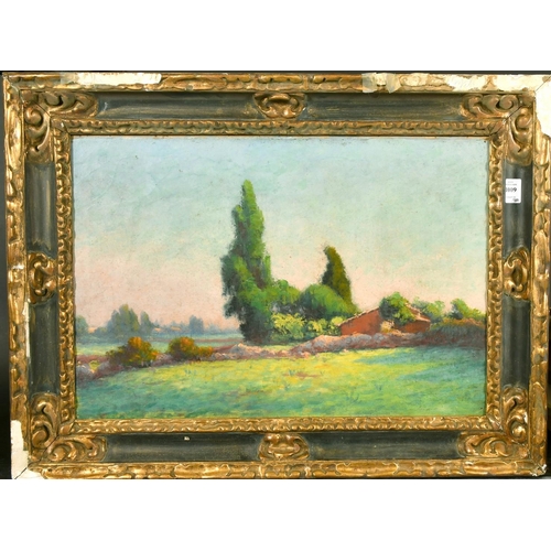 1009 - 20th Century French School, an open landscape approaching dusk, oil on canvas, 15