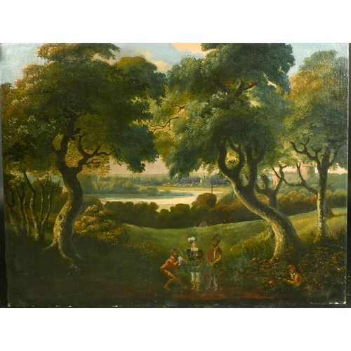 1011 - 19th Century Continental School, a scene of an ambush on a country road, oil on canvas, 24.75