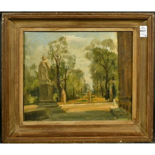 1013 - R.Perniaux, circa 1943, French School, a view outside a country house, oil on panel, signed, 10.5