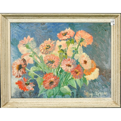 1019 - 20th Century French School, a still life study of flowers, oil on canvas, indistinctly signed, 15