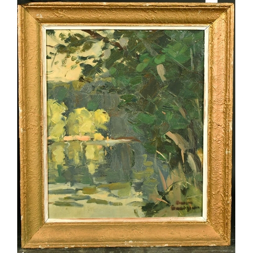 1026 - 20th Century French School, an indistinctly signed river landscape, 17