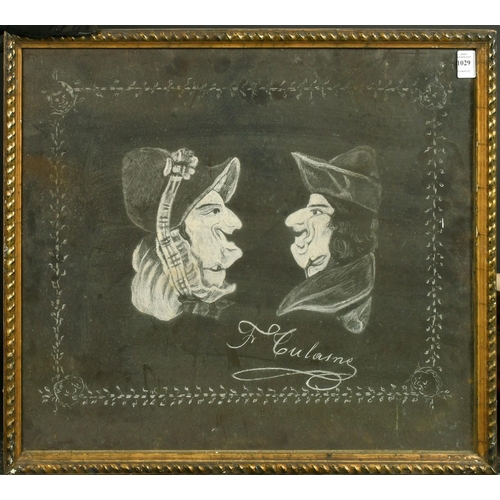 1029 - 19th Century French School, a novelty chalk drawing, indistinctly signed, 18