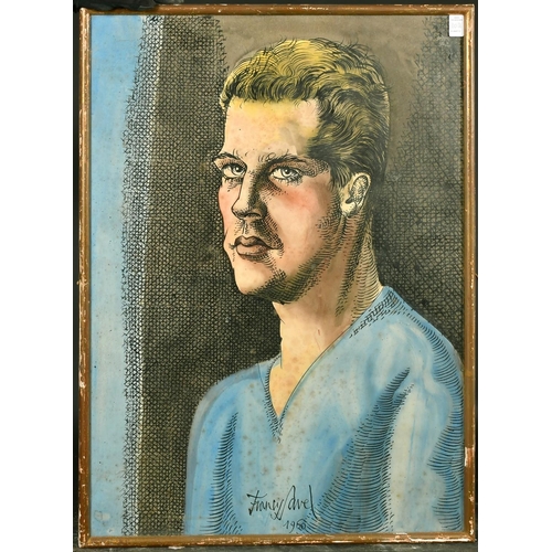 1031 - 20th Century French School, an indistinctly signed watercolour study of a young man, dated 1960, 29.... 