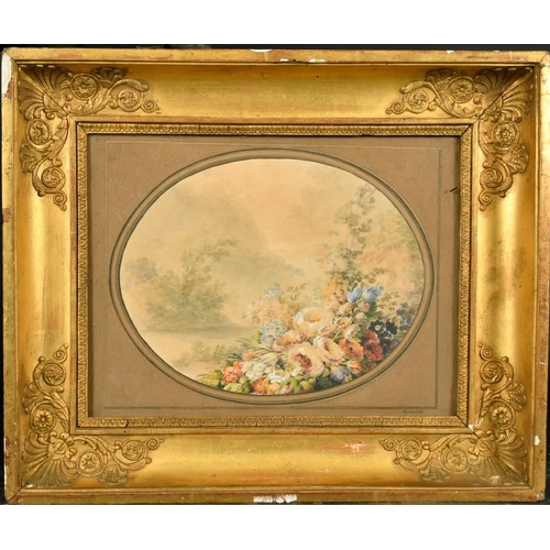 1038 - Brambilla, 19th Century, a study of flowers in a landscape, watercolour, 11