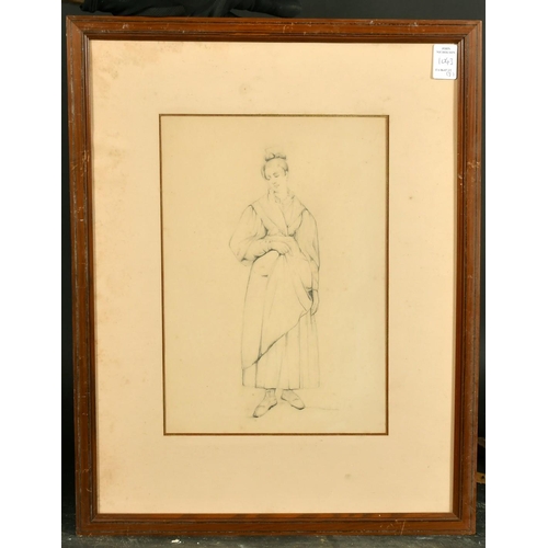 1043 - A group of 3 19th Century French School watercolour and pencil studies of French female figures, eac... 