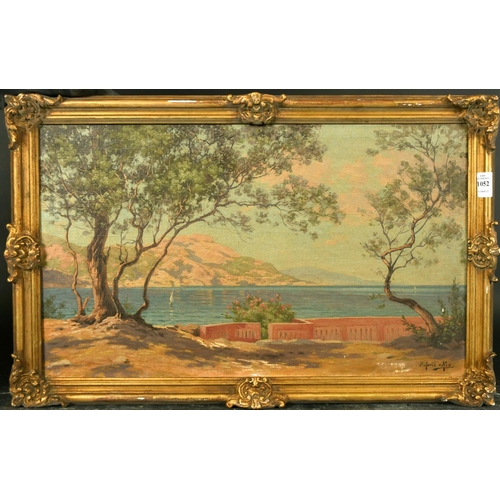 1052 - Eugene Rene-His, a Southern coastal landscape, oil on canvas, signed, 13