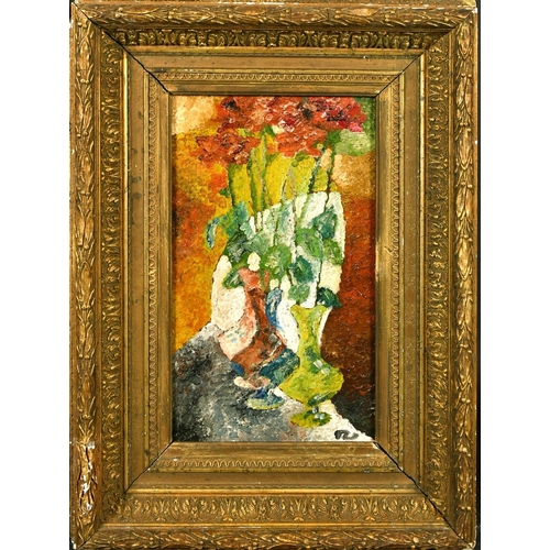 1053 - 20th Century French School, a still life study of flowers, oil on panel, indistinctly signed, 15