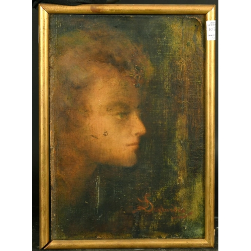 1056 - 19th/20th Century French School, an ethereal head study, oil on canvas laid down, 15