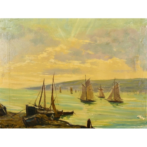 1072 - Canlas, 20th Century French School, a view of boats in a Southern Port, oil on canvas, signed, 18