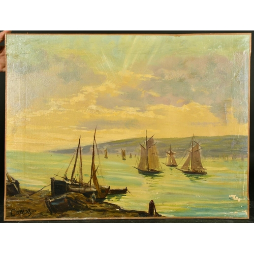 1072 - Canlas, 20th Century French School, a view of boats in a Southern Port, oil on canvas, signed, 18