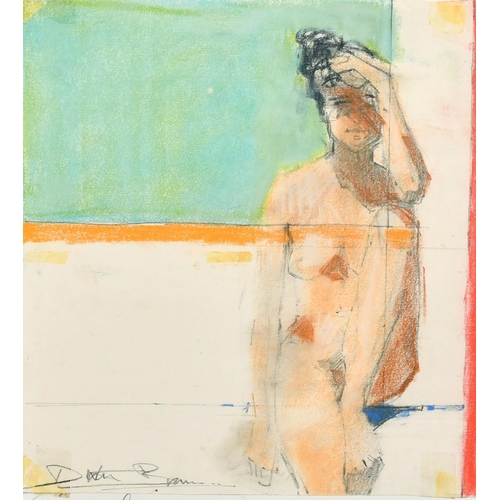 1349 - Dexter Brown (b. 1942) British, 'Seated Figure', a pastel sketch of a seated female nude, signed and... 