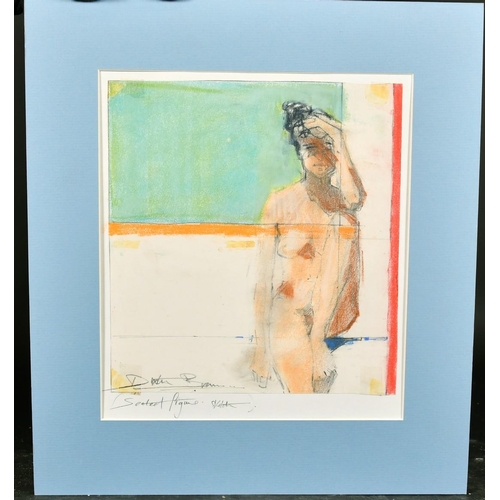 1349 - Dexter Brown (b. 1942) British, 'Seated Figure', a pastel sketch of a seated female nude, signed and... 