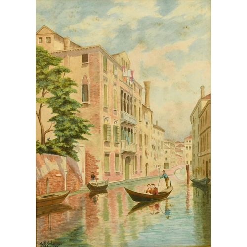 1350 - G. Johnson, Circa 1911, Figures on a Venetian Gondolier, watercolour, signed and dated, 10