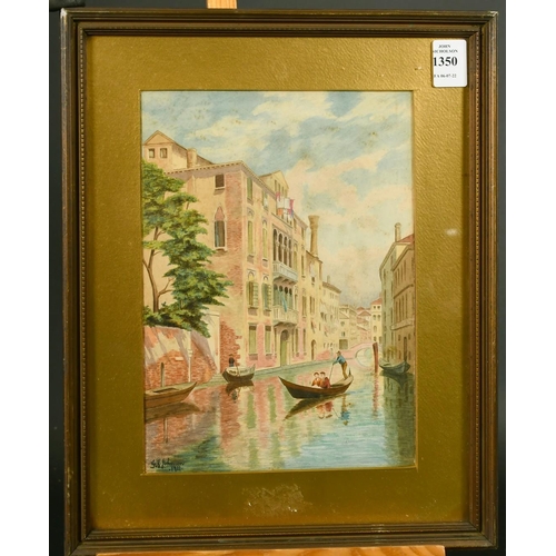 1350 - G. Johnson, Circa 1911, Figures on a Venetian Gondolier, watercolour, signed and dated, 10