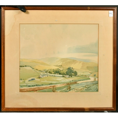 1352 - Alastair Dallas (1898-1983) Scottish, A view of buildings and a river, watercolour, signed, 14