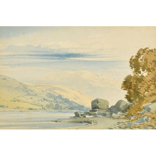 1357 - John Callow (1822-1878) Shore of a lake, watercolour, initialed verso, 7