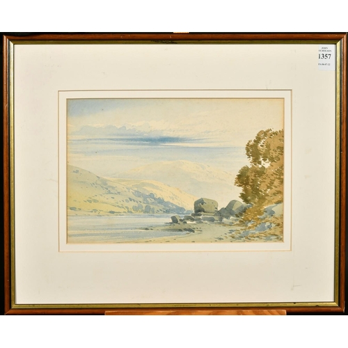 1357 - John Callow (1822-1878) Shore of a lake, watercolour, initialed verso, 7