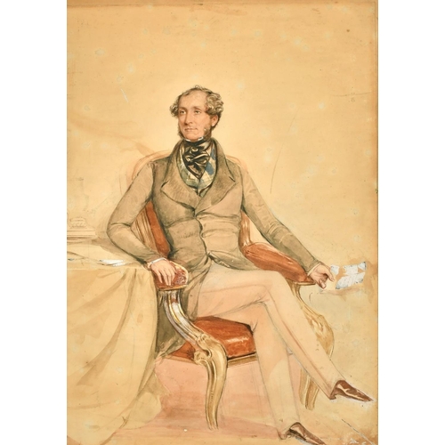 1364 - Attributed to Frederick Cruikshank (fl. c.1849-1861) British, Study for a portrait of a seated gentl... 