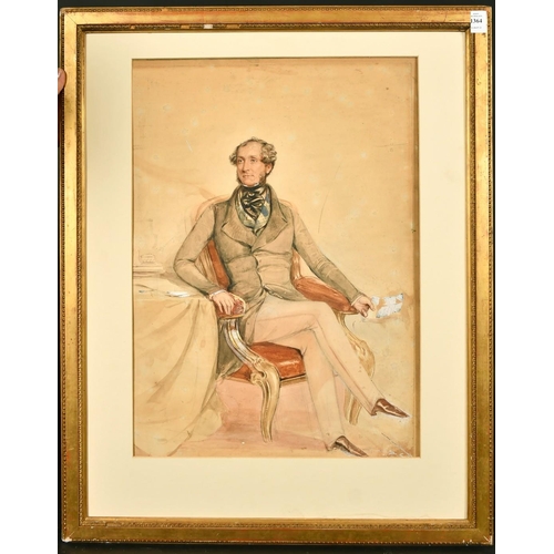 1364 - Attributed to Frederick Cruikshank (fl. c.1849-1861) British, Study for a portrait of a seated gentl... 