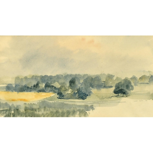 1369 - Timothy Gibbs (1923-2012) British, A wooded landscape, watercolour, initialed in pencil, 4.75