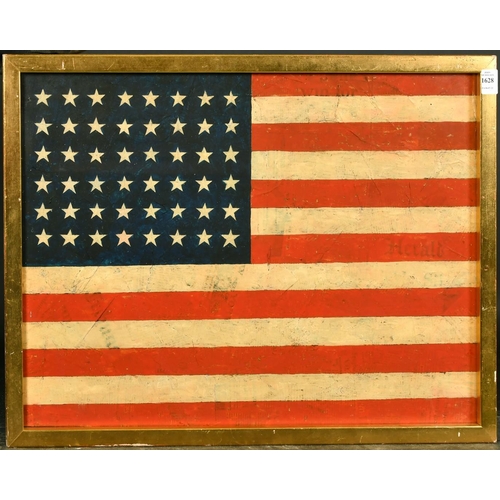 1628 - Manner of Jasper Johns, American Flag, mixed media on board, 17.75