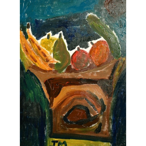 1633 - Jamie Moynahan (20th Century) a still life of fruit, acrylic on canvas, signed with initials, 19