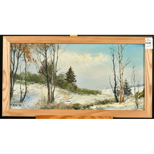 1640 - 20th Century Russian School, A pair of extensive landscapes with trees and snow on the ground, oils ... 