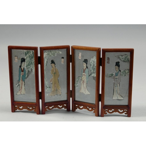 TWO CHINESE MINIATURE FOLDING SCREENS.